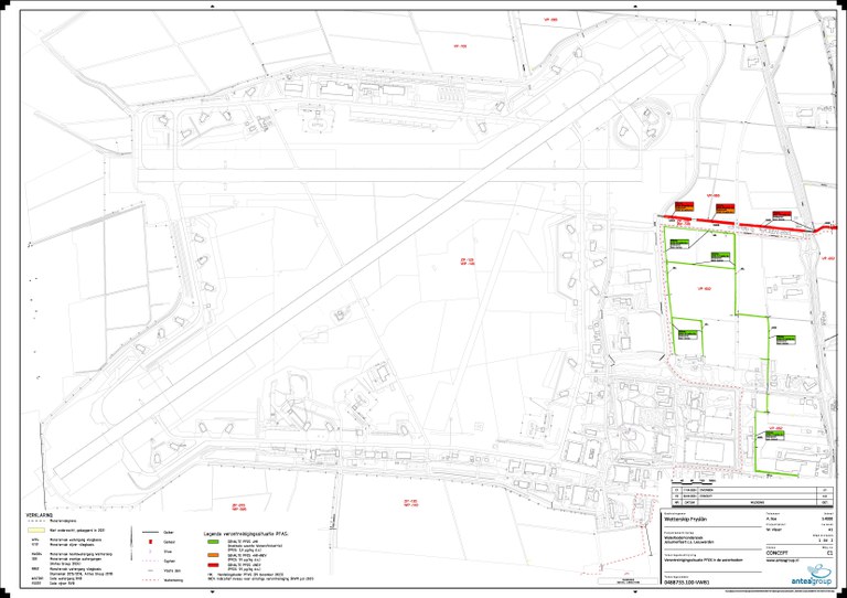 Kaart aanvulllend waterbodemonderzoek terrein ten oosten vliegbasis vanaf eind febr 2024