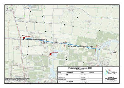 Kaart eerste waterbodemonderzoek Jelsumer Feart - februari 2023