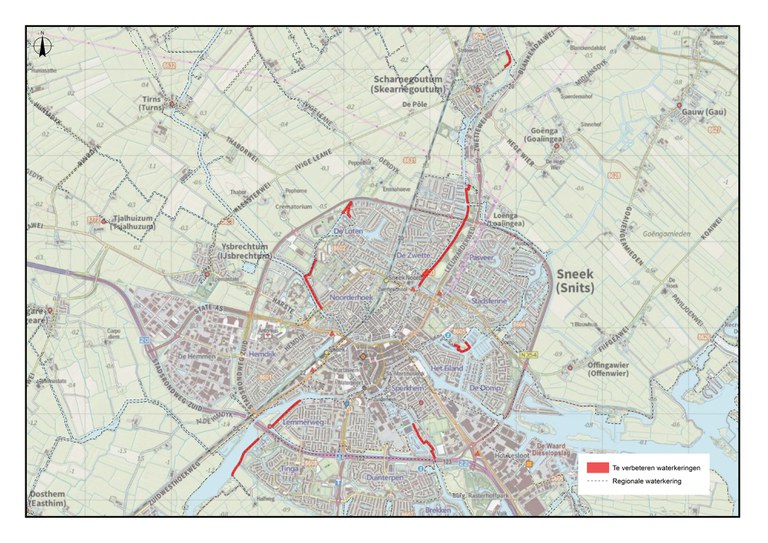 Kaart met trajecten aangepakte waterkeringen Sneek en Scharnegoutum.jpg