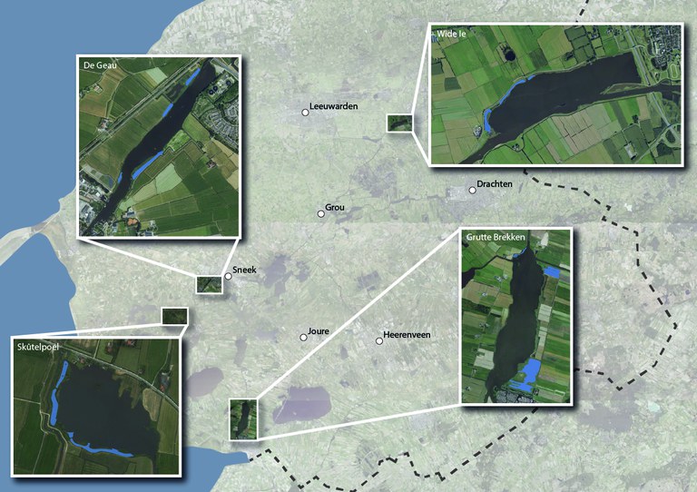 Werkgebied project aanleg natuurvriendelijke oevers Friese meren